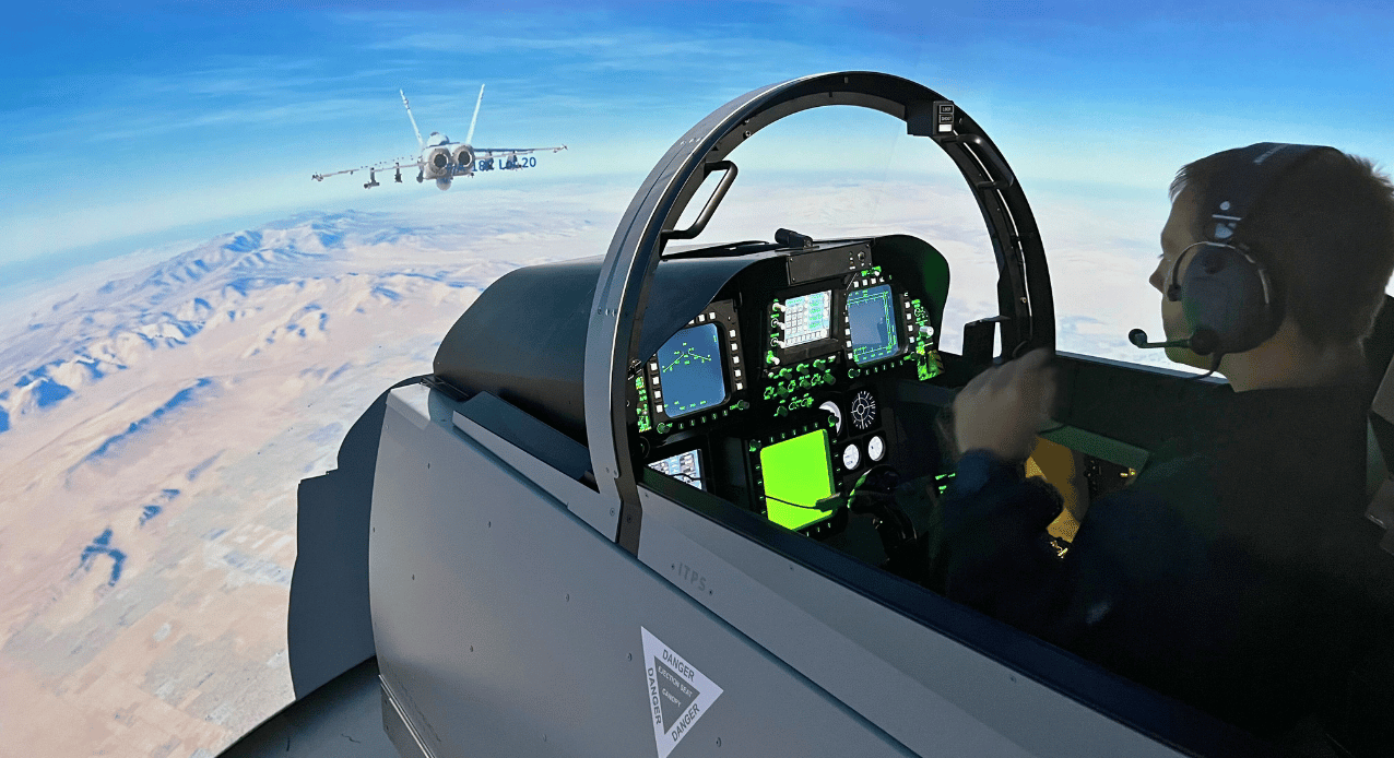 4 tactical instructor in F18 fighter jet cockpit